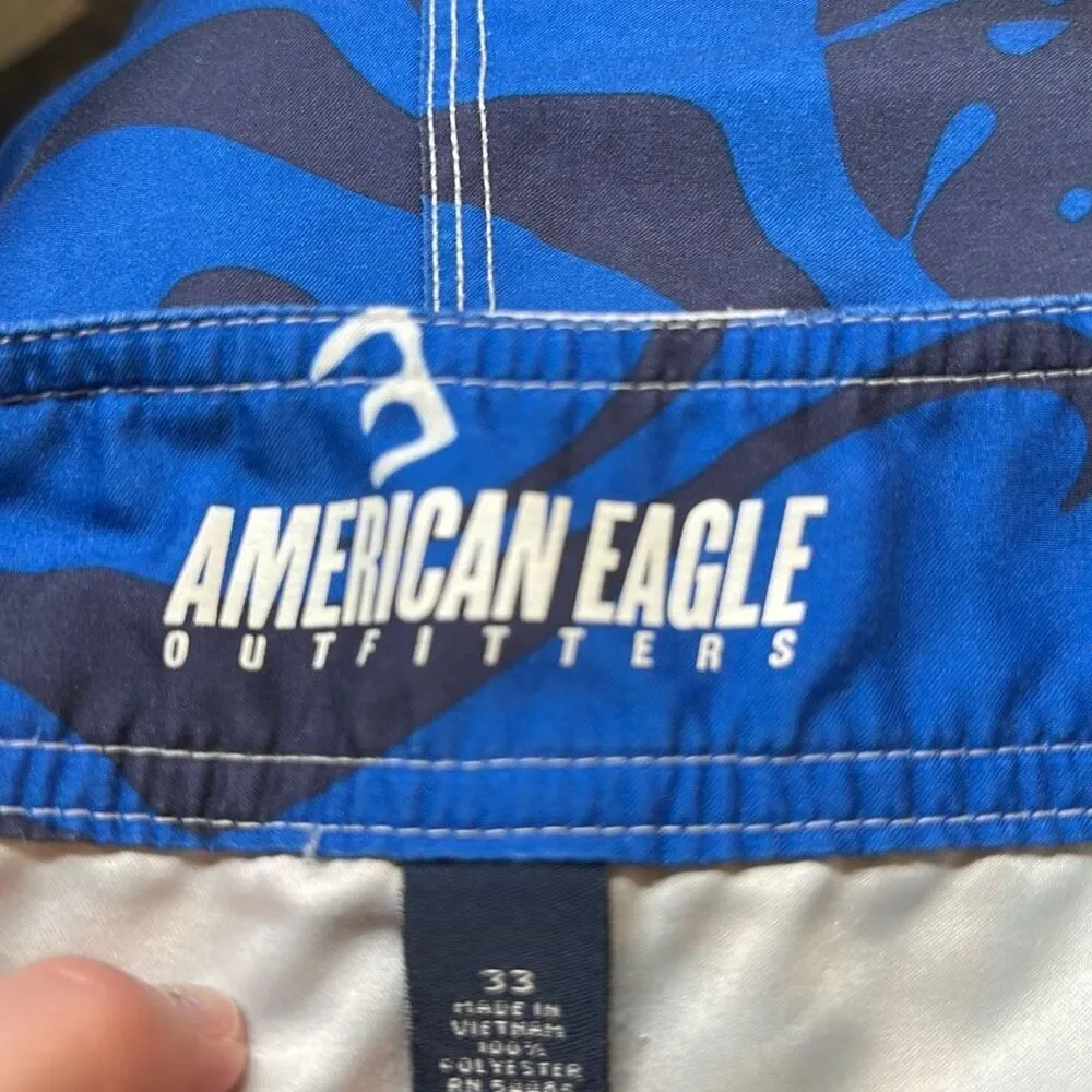American Eagle Men’s‎ Blue Floral Swim Trunks Swimwear Board Shorts size 33